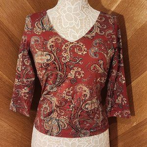 The Limited Red Paisley Stretch Print Top - Size S